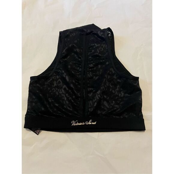 Victoria's Secret black intimate sports bra with leopard mesh details and open b - Picture 2 of 5